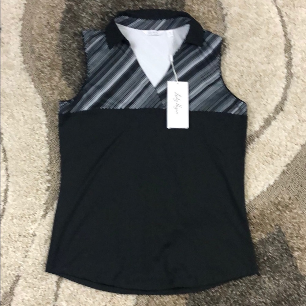 Lady Hagen Empower Collection Stripe Yoke polo - Picture 2 of 6
